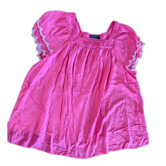 Woman's Lane Bryant Size 20 2x pink Shirt Top blouse square-neck Embroidered EUC - Picture 1 of 14